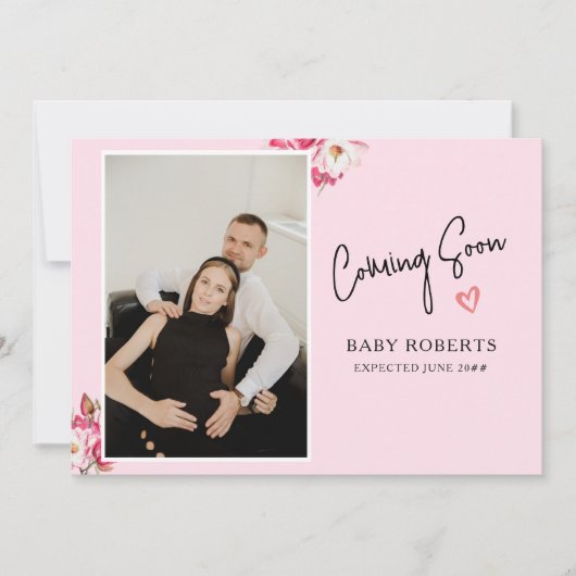 Bloemenzwangerschap foto aankondiging | Binnenkort (Voorkant)