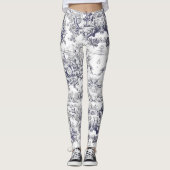  bloemenzwart toile de jouy leggings (Voorkant)