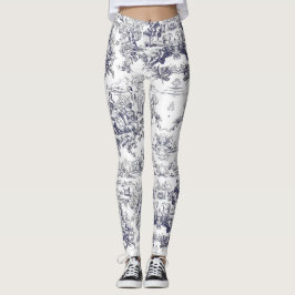  bloemenzwart toile de jouy leggings