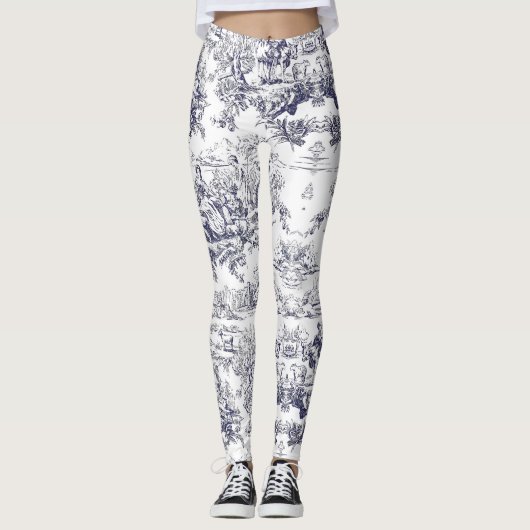  bloemenzwart toile de jouy leggings (Voorkant)