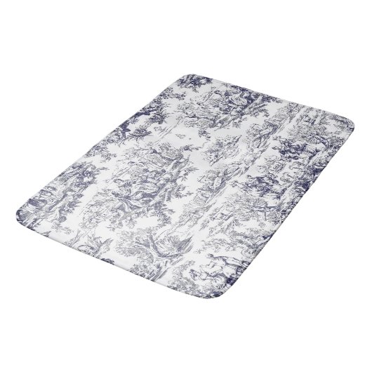 bloemenzwart toile de jouy monogram badmat (Gekanteld)