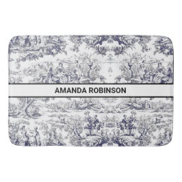  bloemenzwart toile de jouy monogram badmat