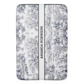 bloemenzwart toile de jouy monogram badmat (Voorkant Verticaal)