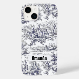  bloemenzwart toile de jouy monogram Case-Mate iPhone 14 hoesje