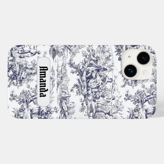 bloemenzwart toile de jouy monogram Case-Mate iPhone case (Achterkant (horizontaal))