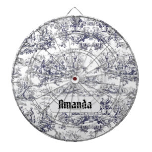 bloemenzwart toile de jouy monogram dartbord