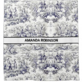 bloemenzwart toile de jouy monogram douchegordijn (Voorkant)