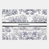 bloemenzwart toile de jouy monogram inpakpapier vel (Voorkant 3)