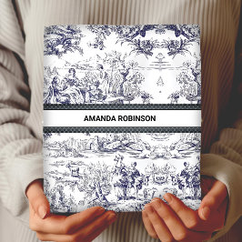 bloemenzwart toile de jouy monogram inpakpapier vel