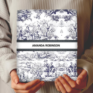 bloemenzwart toile de jouy monogram inpakpapier vel