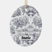  bloemenzwart toile de jouy monogram keramisch ornament (Rechts)