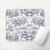  bloemenzwart toile de jouy monogram muismat (Met muis)