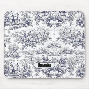 bloemenzwart toile de jouy monogram muismat