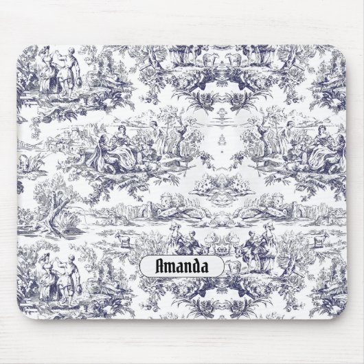  bloemenzwart toile de jouy monogram muismat (Voorkant)