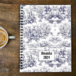 bloemenzwart toile de jouy monogram planner