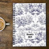  bloemenzwart toile de jouy monogram planner