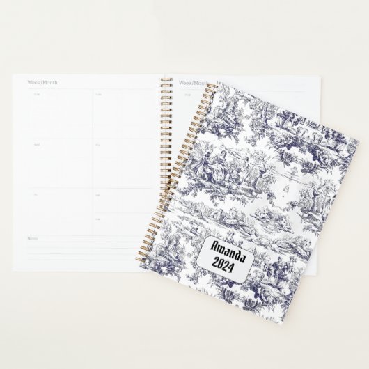  bloemenzwart toile de jouy monogram planner (Display)