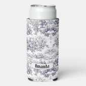 bloemenzwart toile de jouy monogram seltzer blikjeskoeler (Seltzer Achterkant)