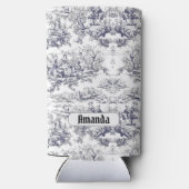  bloemenzwart toile de jouy monogram seltzer blikjeskoeler (Achterkant)