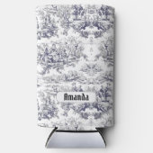  bloemenzwart toile de jouy monogram seltzer blikjeskoeler (Voorkant)