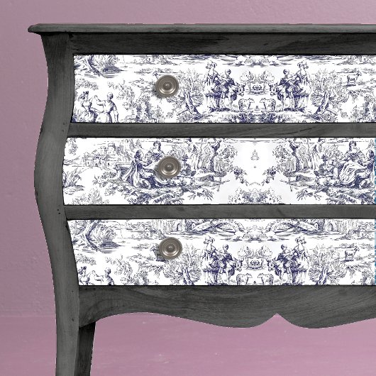 bloemenzwart toile de jouy monogram tissuepapier