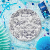  bloemenzwart toile de jouy Vrijgezellenfeest Papieren Bordje (Feest)