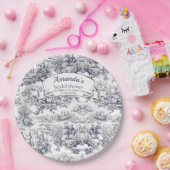  bloemenzwart toile de jouy Vrijgezellenfeest Papieren Bordje (Feest)