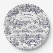  bloemenzwart toile de jouy Vrijgezellenfeest Papieren Bordje (Voorkant)