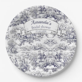  bloemenzwart toile de jouy Vrijgezellenfeest Papieren Bordje