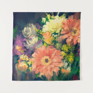 bloemetbloemen in oliefilterstijl, illustratie wandkleed