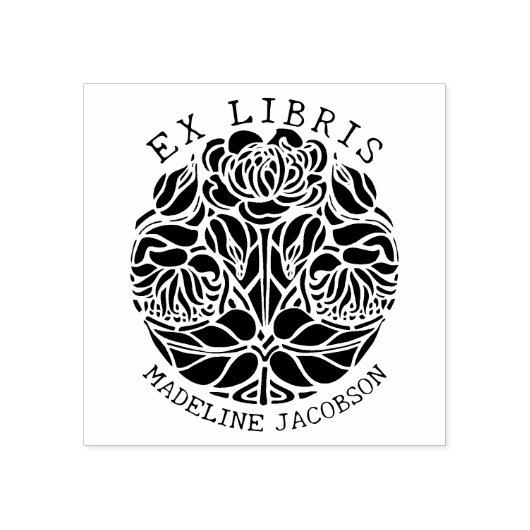  bloemetje, ex libris boek rubberstempel (Afrduk)