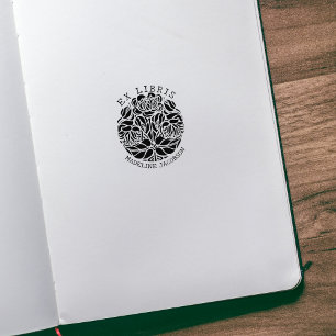  bloemetje, ex libris boek rubberstempel