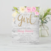 Bloemetjes Baby Shower | Meisje Kaart (Staand voorkant)