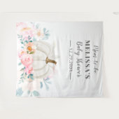 Bloemetjes Baby Shower Roze Rozen Pompoen Mama-to- Wandkleed (Voorkant (horizontaal))