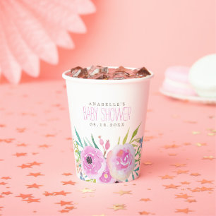 Bloemetjes Baby Shower Vierkant Papieren Bekers
