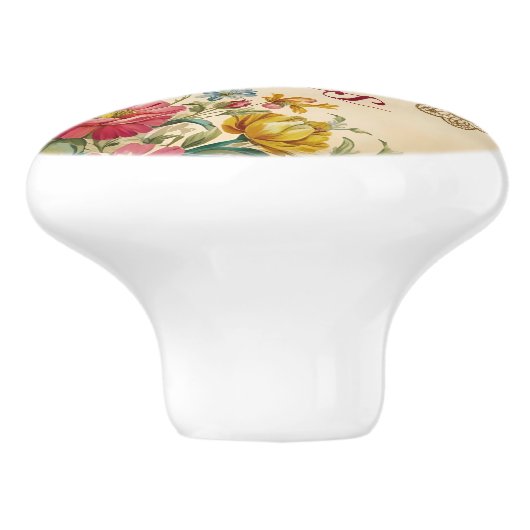   bloemetjes en kantjes keramische knop (Zijkant)