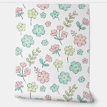 Bloemetjesbehang voor de kinderkamer in pasteltint