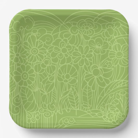 Bloemetuin Groen Papieren Bordje (Voorkant)