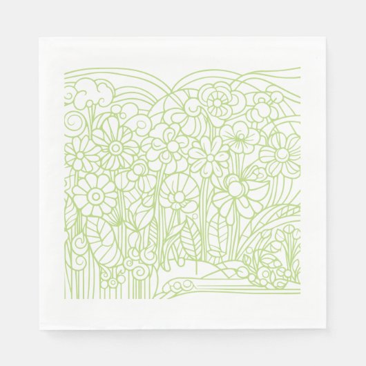 Bloemetuin Groen Servet (Voorkant)