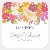 Bloemetuin Zomer Bruiloft Bridal Shower    Vierkante Sticker (Voorkant)