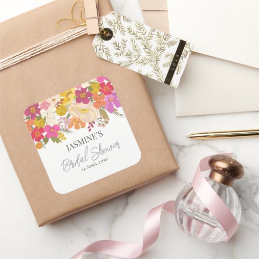 Bloemetuin Zomer Bruiloft Bridal Shower    Vierkante Sticker (Geschenken)