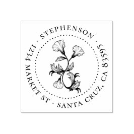  bloemfamilienaam Ronde retouradres Rubberstempel
