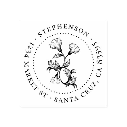  bloemfamilienaam Ronde retouradres Rubberstempel (Afrduk)