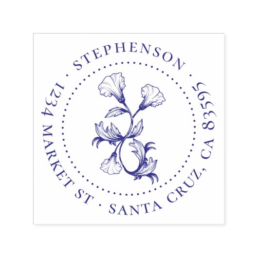  bloemfamilienaam Ronde retouradres Zelfinktende Stempel (Design)