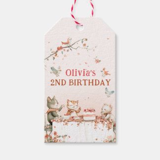 Bloemfeest met katten cadeaulabel