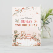 Bloemfeest met katten gevouwen uitnodiging (Staand voorkant)