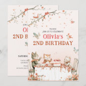 Bloemfeest met katten gevouwen uitnodiging (Voorkant / Achterkant)