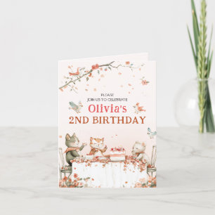 Bloemfeest met katten gevouwen uitnodiging