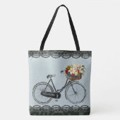  bloemfietsenmunt groene canvas tas (Voorkant)