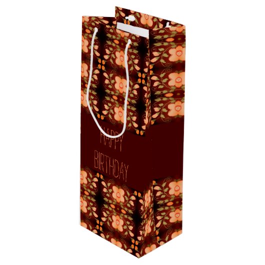  bloemflesje met gevlekt papier, verjaardagscadeau wijn cadeautas (Voorkant Gekanteld)